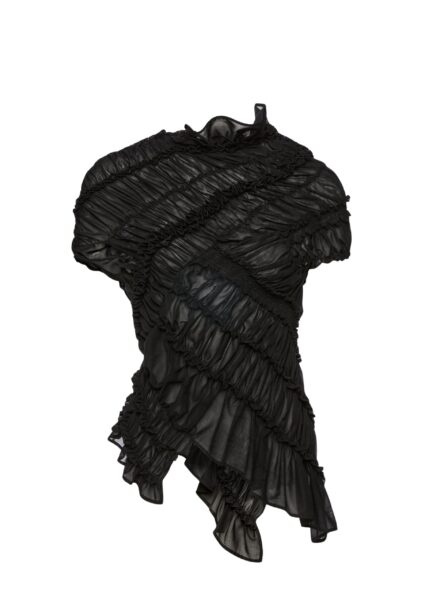 Magda Butrym Ruched cotton short sleeve blouse in black