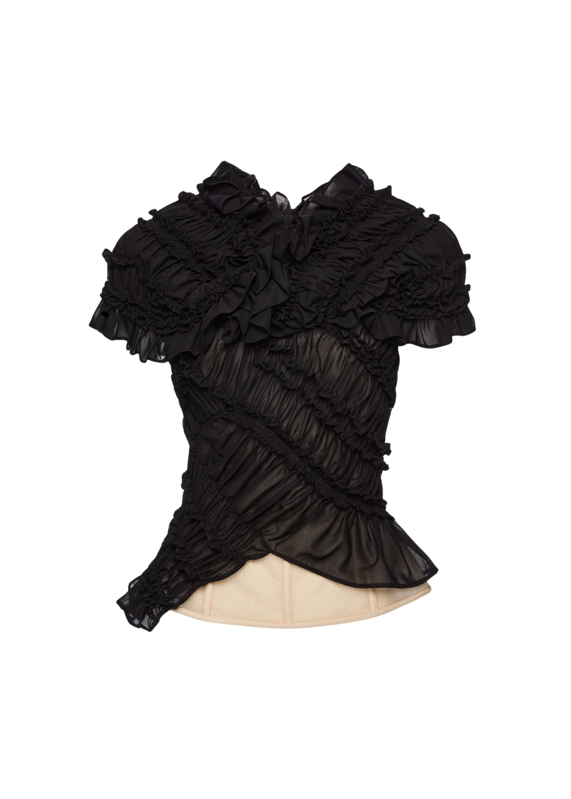 Magda-Butrym-Ruched-cotton-short-sleeve-corset-blouse-in-black-scaled64066_nobg Magda Butrym Ruched cotton short sleeve corset blouse in black