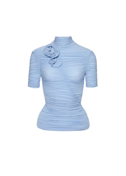 Magda Butrym Ruched cupro-blend top in light blue