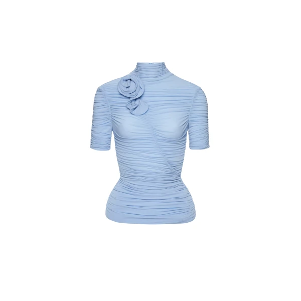 Magda Butrym Ruched cupro-blend top in light blue