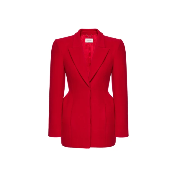 Magda Butrym Sculpted wool hourglass blazer in red