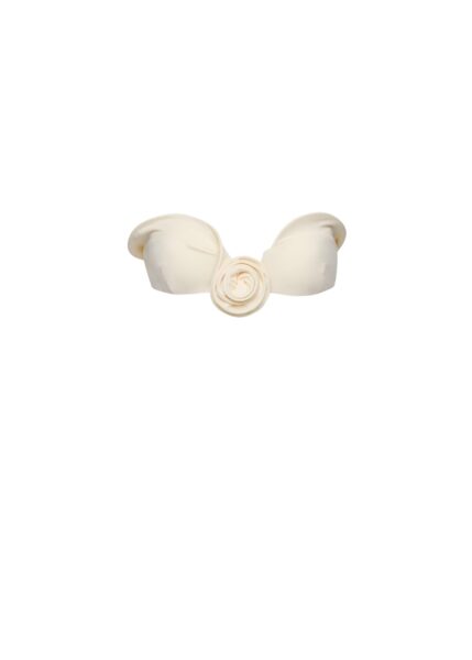 Magda Butrym Sculptural bandeau swim top in cream