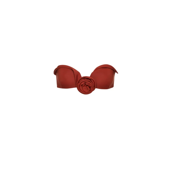 Magda Butrym Sculptural bandeau swim top in orange