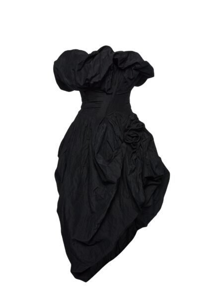 Magda Butrym Sculptural draped midi dress in black