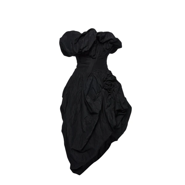 Magda Butrym Sculptural draped midi dress in black