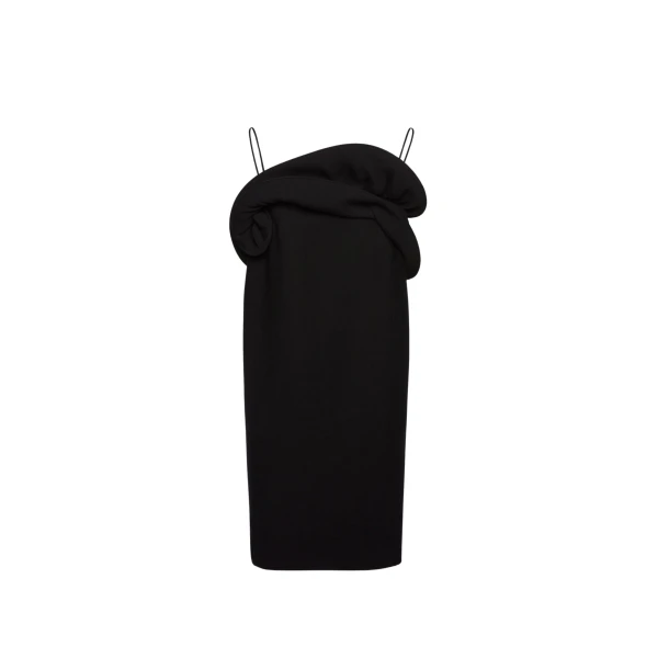 Magda Butrym Sculptural neckline dress in black