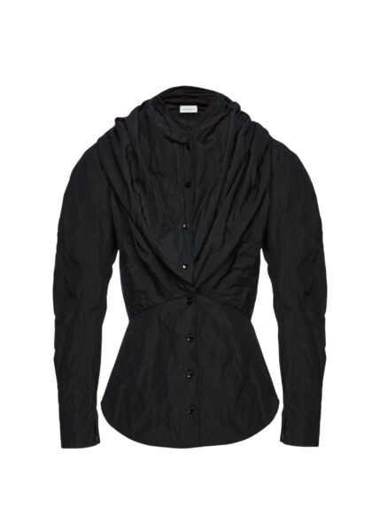Magda Butrym Shawl collar fitted blouse in black