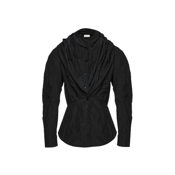 Magda Butrym Shawl collar fitted blouse in black
