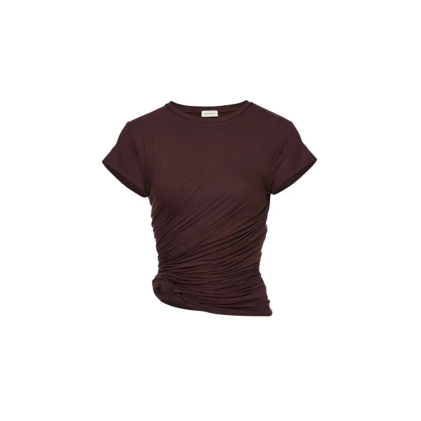 Magda Butrym Side-knot draped t-shirt in brown