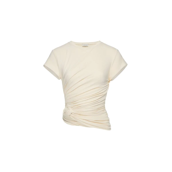 Magda Butrym Side-knot draped t-shirt in cream