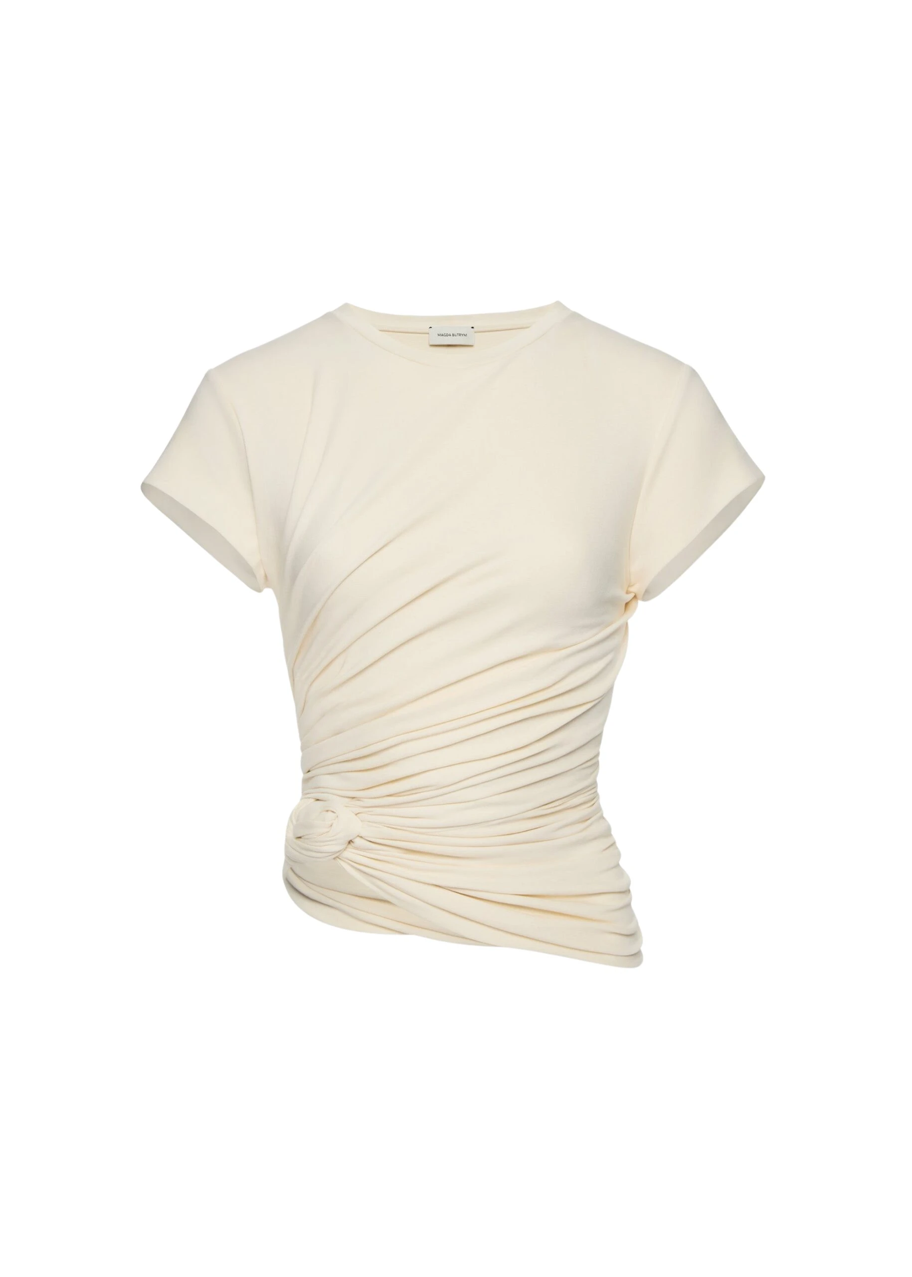 Magda Butrym Side-knot draped t-shirt in cream