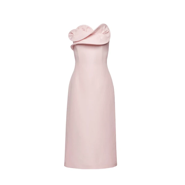 Magda Butrym Silk corset dress with sculptural neckline in blush pink