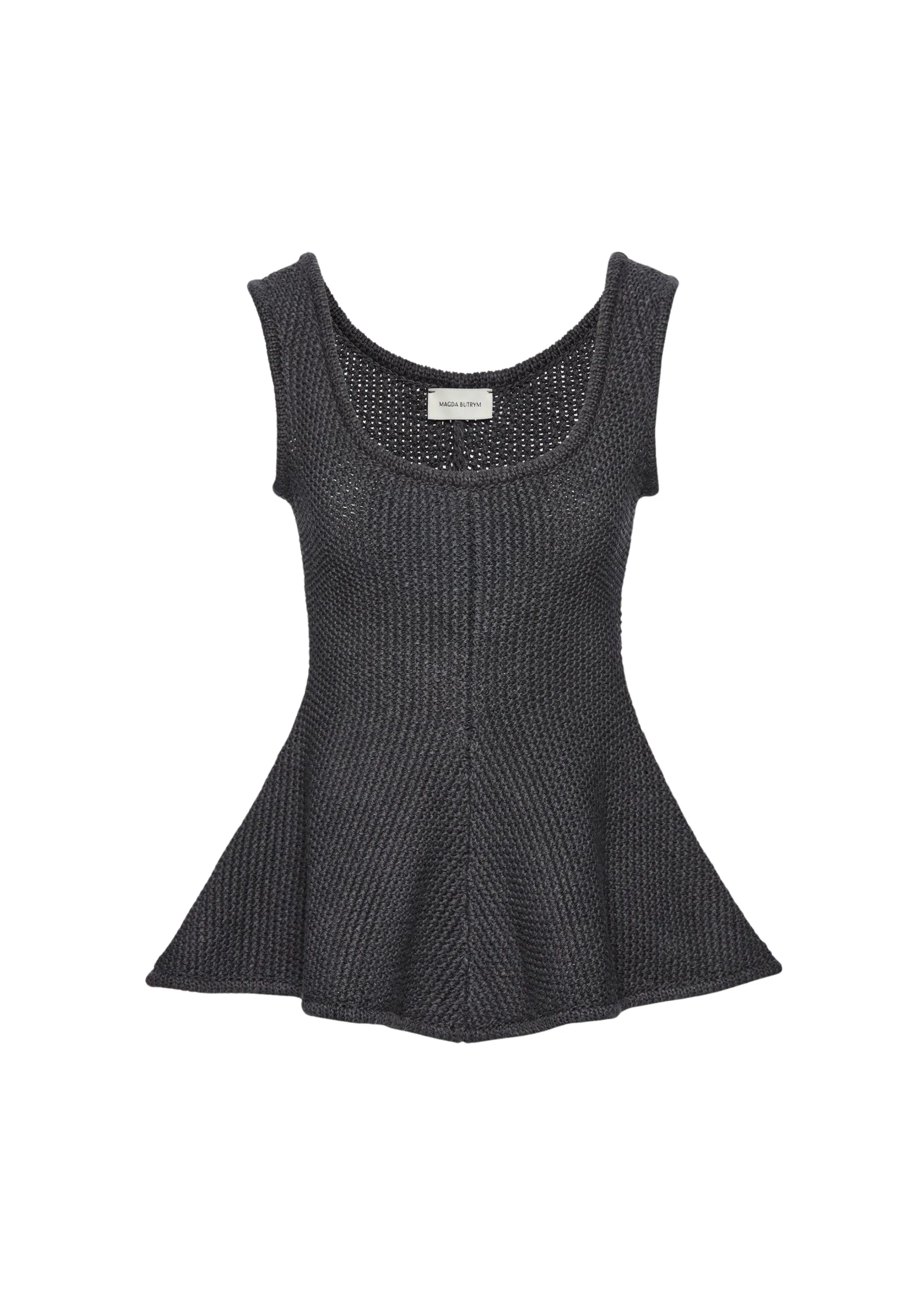Magda-Butrym-Sleeveless-cotton-and-linen-peplum-top-in-grey-scaled89416_nobg Magda Butrym Sleeveless cotton and linen peplum top in grey