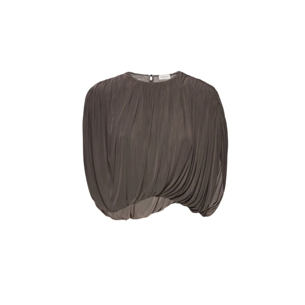 Magda Butrym Sleeveless ruched bubble top in brown