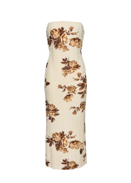 Magda Butrym Strapless floral print dress in cream