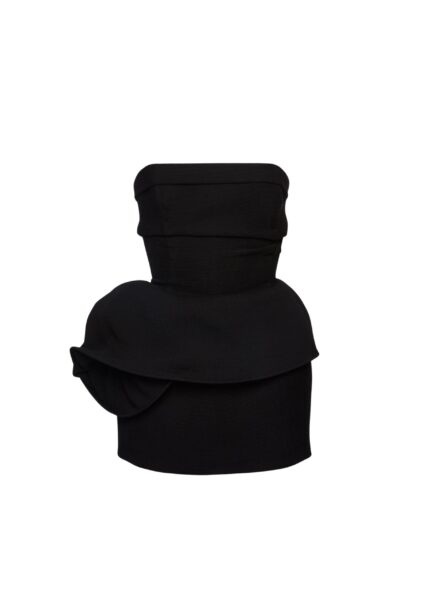 Magda Butrym Strapless mini dress with sculptural peplum in black