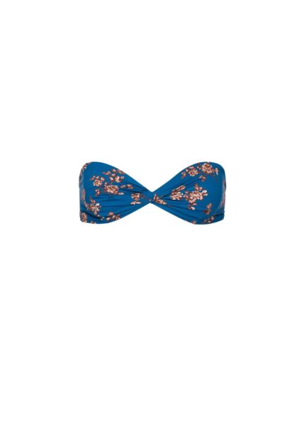 Magda Butrym Twisted bandeau swim top in blue floral print