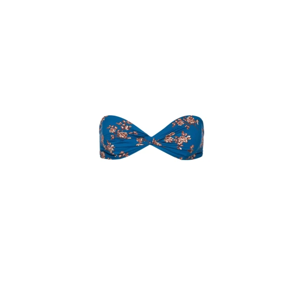 Magda Butrym Twisted bandeau swim top in blue floral print