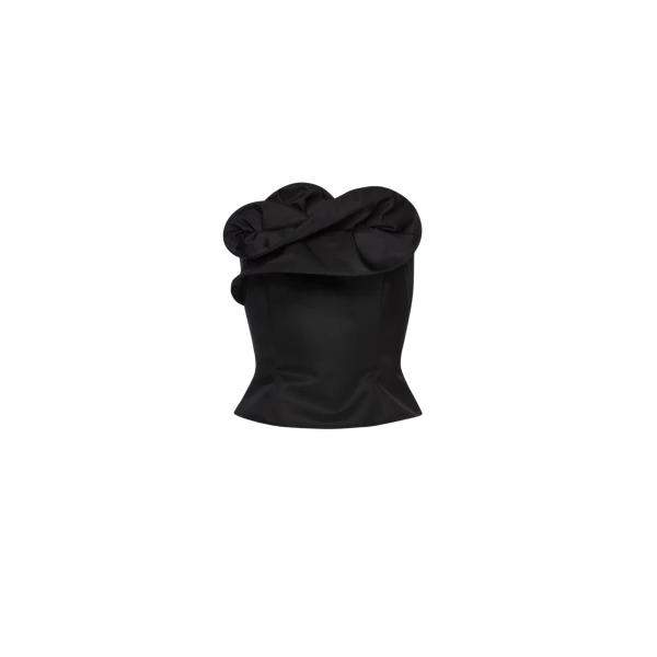 Magda Butrym Wool and silk corset with sculptural neckline in black