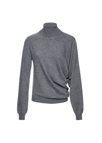 Magda Butrym Wool draped turtleneck in grey