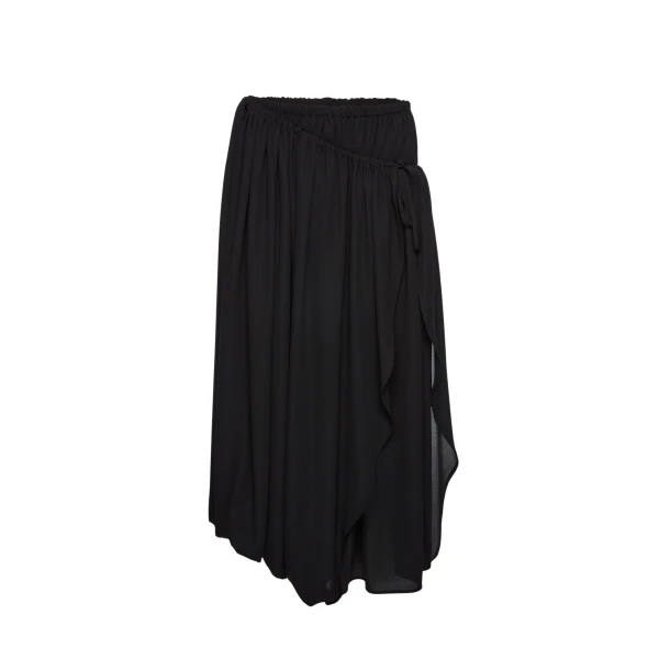 Magda Butrym Wrap-detail midi skirt with tie fastening in black