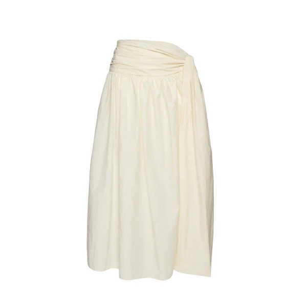 Magda Butrym Wrap-tie midi skirt with gathered hem in cream