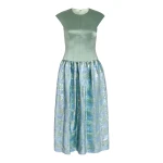 Markarian Aloe Gingham Sequin Drop Waist Dress