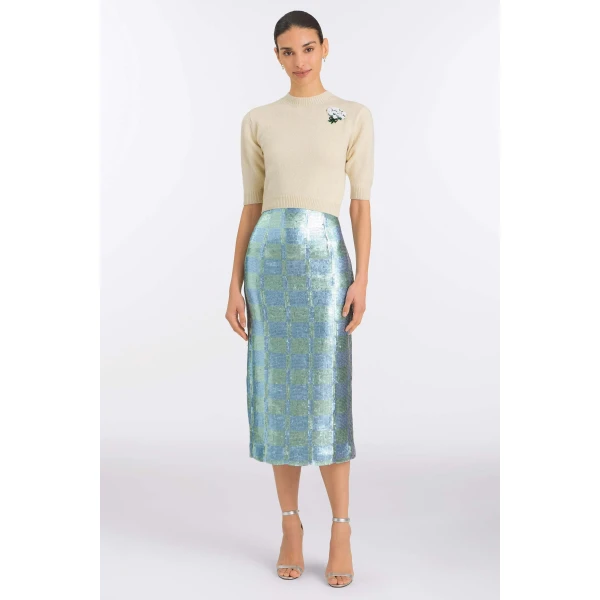 Markarian Gingham Sequin Skirt