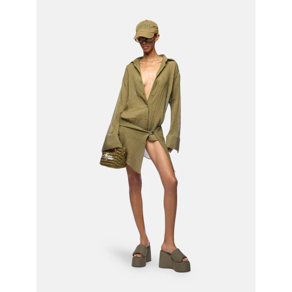 Military green mini dress