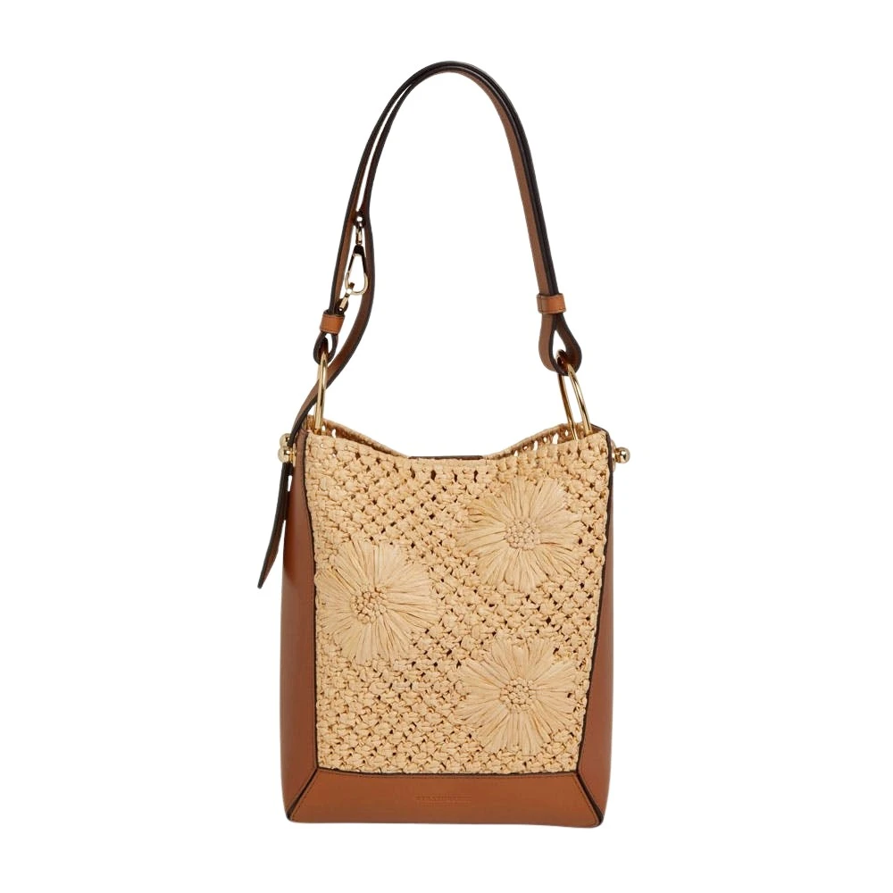 Multicolour-Lana-Midi-Bucket-Bag-in-Floral-Paper-Raffia-and-Tan98731_nobg Strathberry Lana Midi Bucket Bag