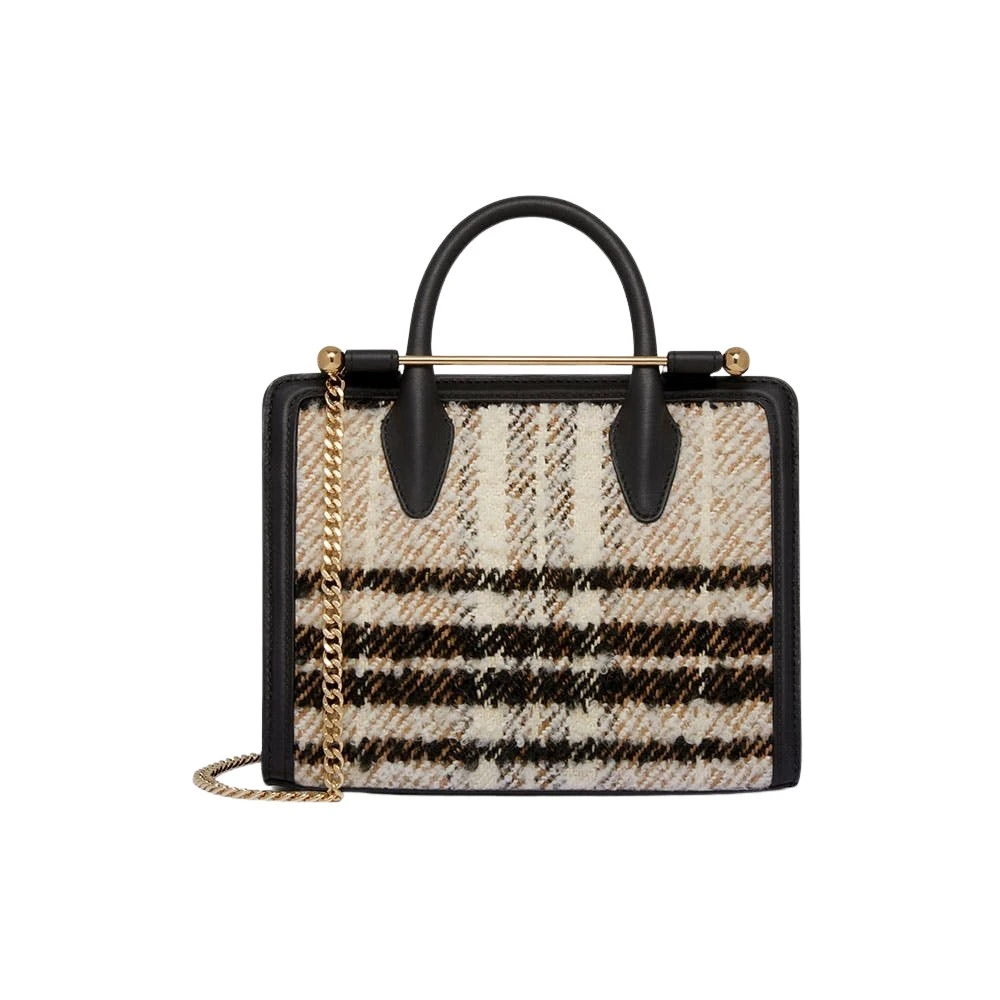 Multicolour-Mini-Tote-in-Black-Boucle-Tartan42622_nobg Strathberry Mini Tote bag