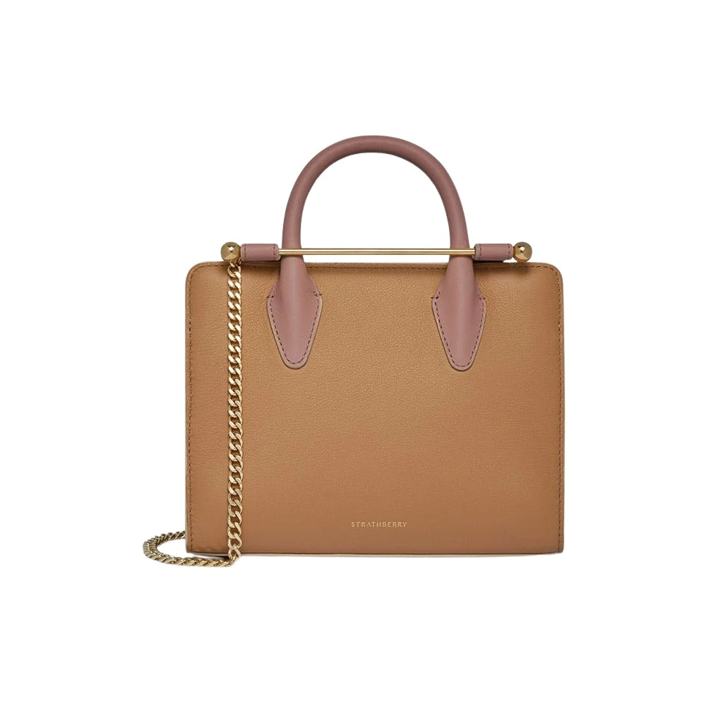 Multicolour-Mini-Tote-in-Caramel-Sand-and-Rose95016_nobg Strathberry Mini Tote bag