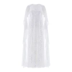 Needle & Thread Anais Sequin Cape Gown in Swan White - Dresses - British Luxury Evening Wear at Luxury Shoes 