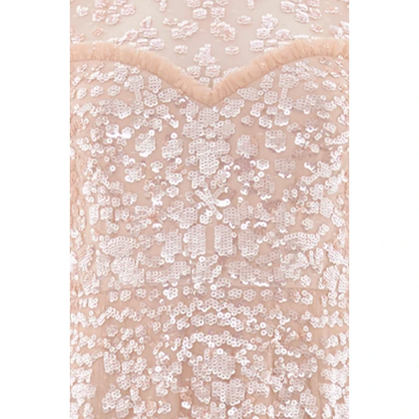 Needle & Thread Anais Sequin Short Sleeve Gown in Biscuit - Dresses - British Luxury Evening Wear at Luxury Shoes 