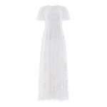 Needle & Thread Anais Sequin Short Sleeve Gown in Swan White - Dresses - British Luxury Evening Wear at Luxury Shoes 