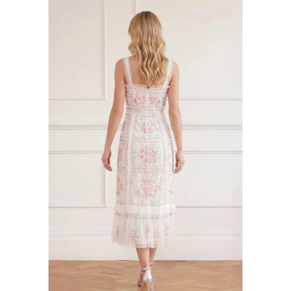 Needle & Thread Blossom Bib Ballerina Dress in Swan White/Multi - Dresses - British Luxury Evening Wear at Luxury Shoes 