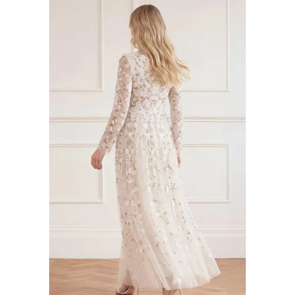 Needle & Thread Camellia Ditsy Ankle Gown in Cream/Multi - Dresses - British Luxury Evening Wear at Luxury Shoes 