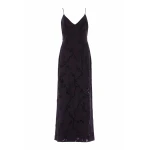 Needle & Thread Cherry Blossom Satin Cami Gown in Jet Black - Dresses - British Luxury Evening Wear at Luxury Shoes 