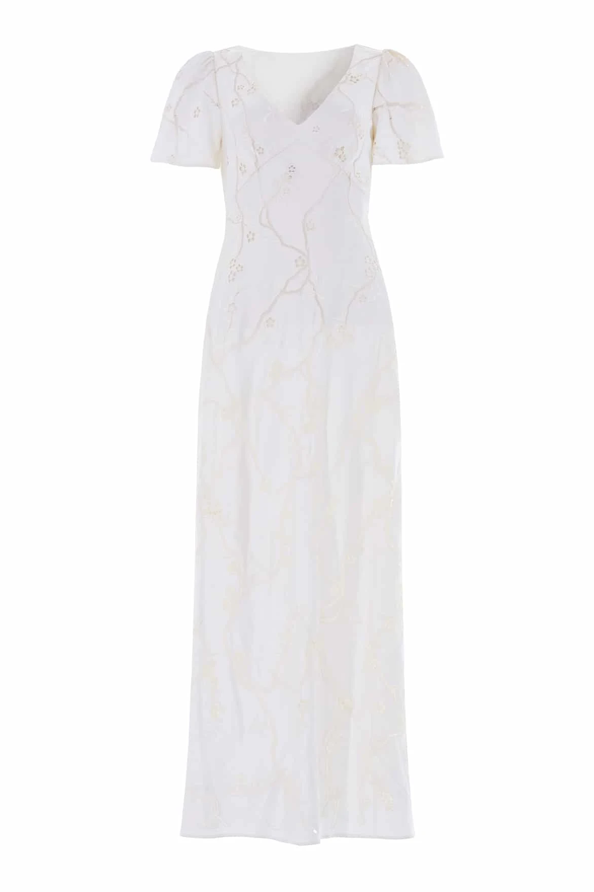 Needle & Thread Cherry Blossom Satin Short Sleeve Gown in Cream - Dresses - British Luxury Evening Wear at Luxury Shoes Needle & Thread Cherry Blossom Satin Short Sleeve Gown in Cream - Dresses - British Luxury Evening Wear at Luxury Shoes