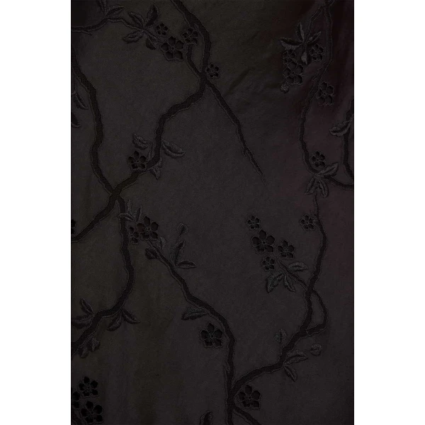 Needle & Thread Cherry Blossom Satin Short Sleeve Gown in Jet Black - Dresses - British Luxury Evening Wear at Luxury Shoes 