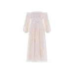 Needle & Thread Confetti Gloss Off-Shoulder Ballerina Dress in Cream/Bright - Dresses - British Luxury Evening Wear at Luxury Shoes 