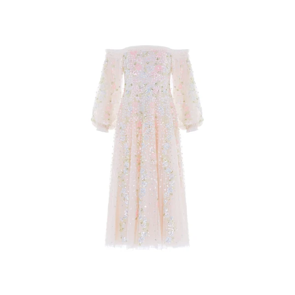 Needle & Thread Confetti Gloss Off-Shoulder Ballerina Dress in Cream/Bright - Dresses - British Luxury Evening Wear at Luxury Shoes 