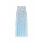 Needle & Thread Eden Rose Ankle Skirt in Aqua/Multi - Skirts - British Luxury Evening Wear at Luxury Shoes 