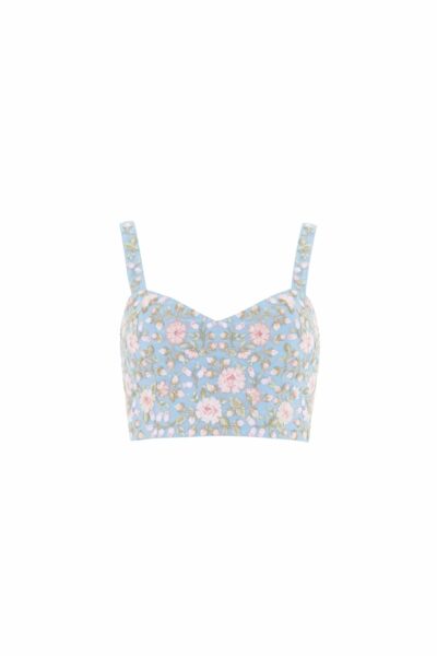 Needle & Thread Eden Rose Top in Aqua/Multi - Tops - British Luxury Evening Wear at Luxury Shoes 