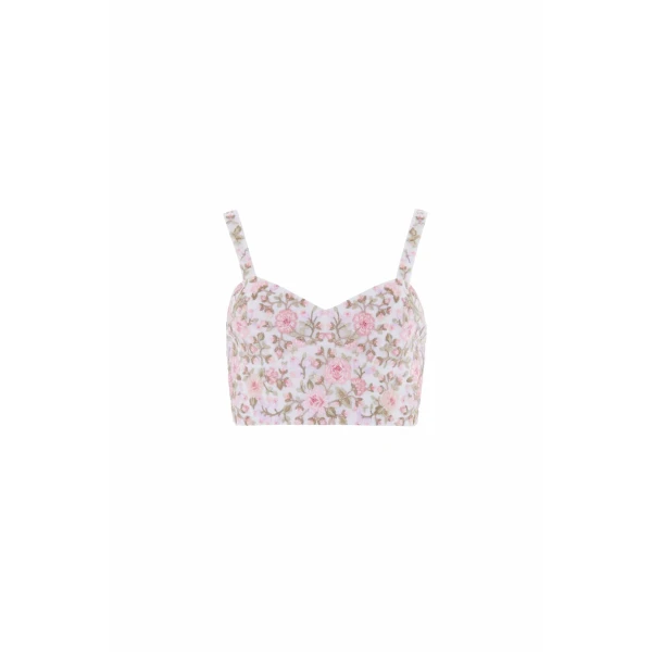 Needle & Thread Eden Rose Top in Swan White/Multi - Tops - British Luxury Evening Wear at Luxury Shoes 
