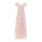 Needle & Thread Eden Rose V-Neck Ankle Gown in Opal/Multi - Dresses - British Luxury Evening Wear at Luxury Shoes 