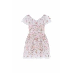 Needle & Thread Eden Rose V-Neck Micro Mini Dress in Swan White/Multi - Dresses - British Luxury Evening Wear at Luxury Shoes Needle & Thread Eden Rose V-Neck Micro Mini Dress in Swan White/Multi - Dresses - British Luxury Evening Wear at Luxury Shoes