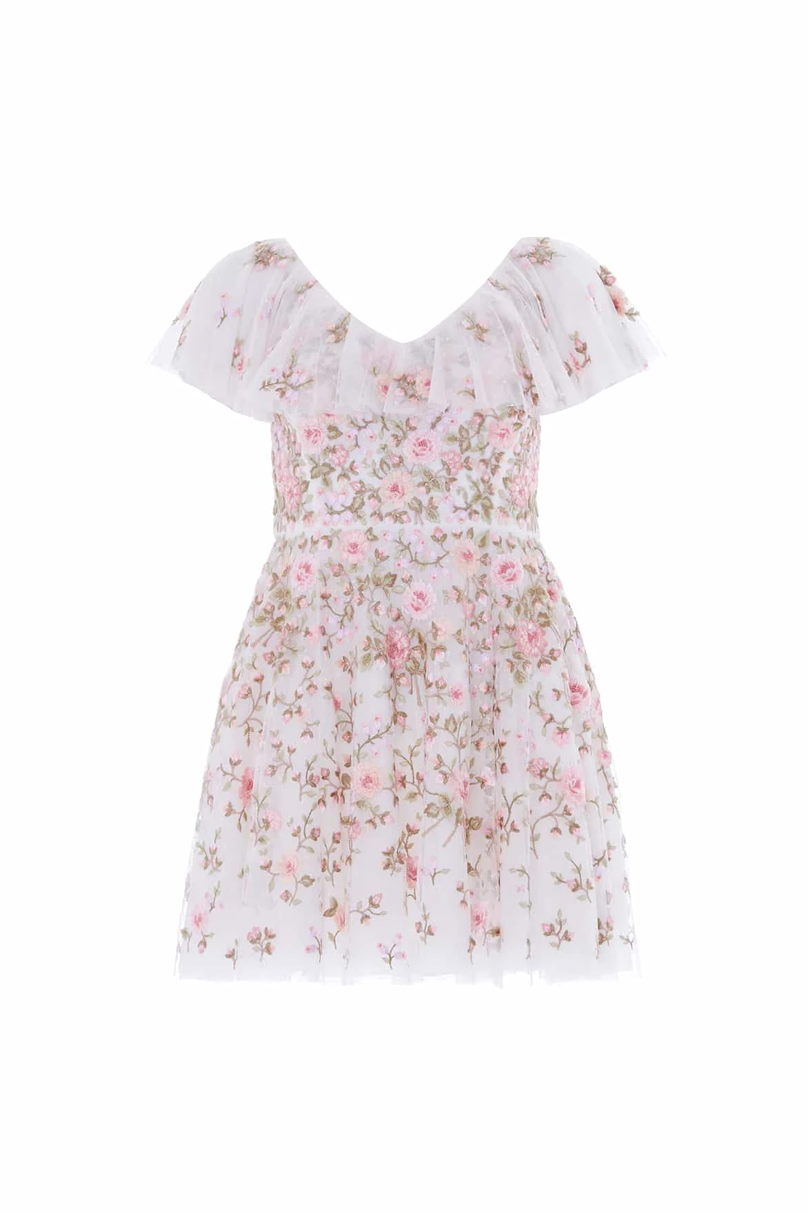 Needle & Thread Eden Rose V-Neck Micro Mini Dress in Swan White/Multi - Dresses - British Luxury Evening Wear at Luxury Shoes Needle & Thread Eden Rose V-Neck Micro Mini Dress in Swan White/Multi - Dresses - British Luxury Evening Wear at Luxury Shoes