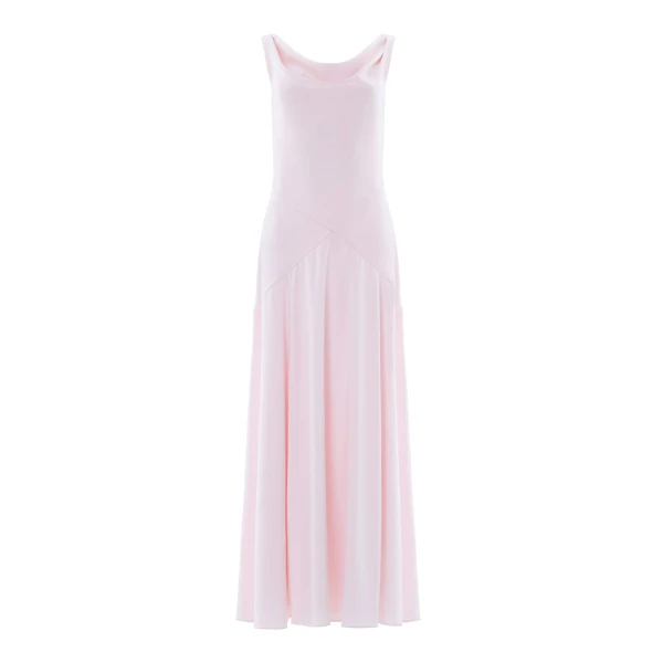 Needle & Thread Evangeline Satin Cowl Neck Gown in Shell - Dresses - British Luxury Evening Wear at Luxury Shoes 