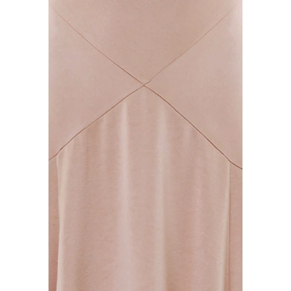 Needle & Thread Evangeline Satin Cowl Neck Long Sleeve Gown in Biscui - Dresses - British Luxury Evening Wear at Luxury Shoes 
